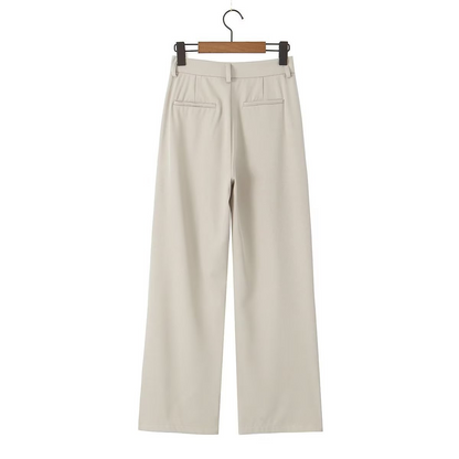 Guess Who V Neck Collared Blouse & Straight-Leg Trousers Suit