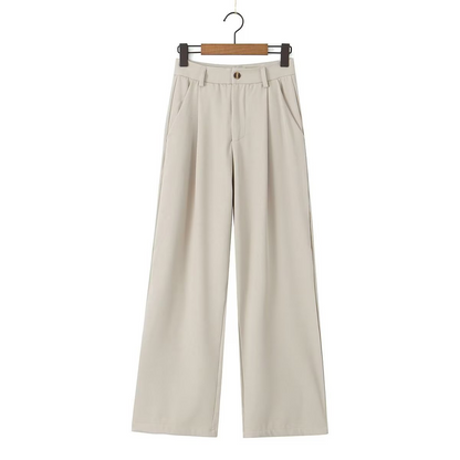 Guess Who V Neck Collared Blouse & Straight-Leg Trousers Suit