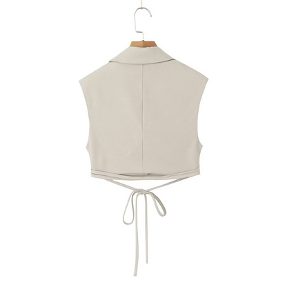 Guess Who V Neck Collared Blouse & Straight-Leg Trousers Suit