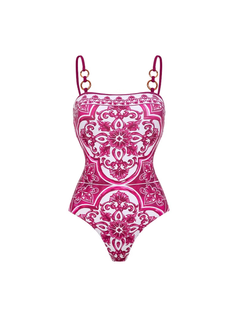 Porcelain Jade Buckle Swimsuit Set