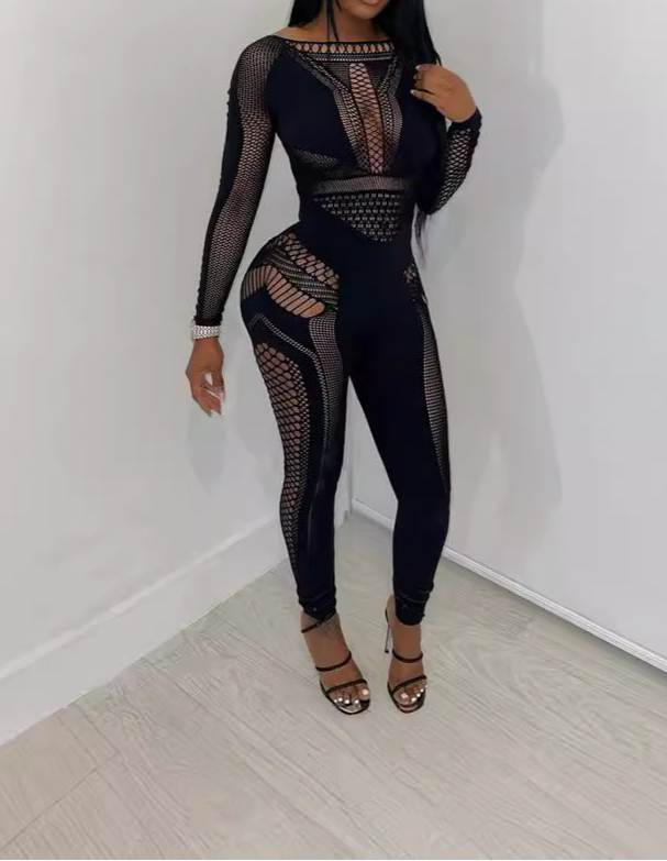 Round Neck Sexy Hollowed-Out Long Dress