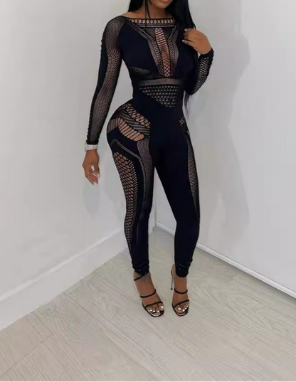 Round Neck Sexy Hollowed-Out Long Dress