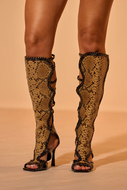 Black Gold  High Shaft Gladiator Sandal
