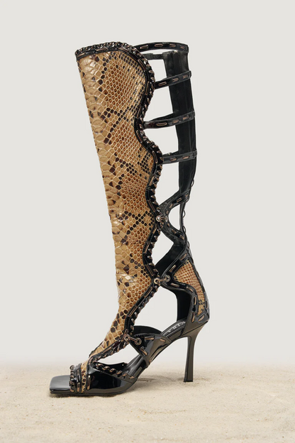 Black Gold  High Shaft Gladiator Sandal