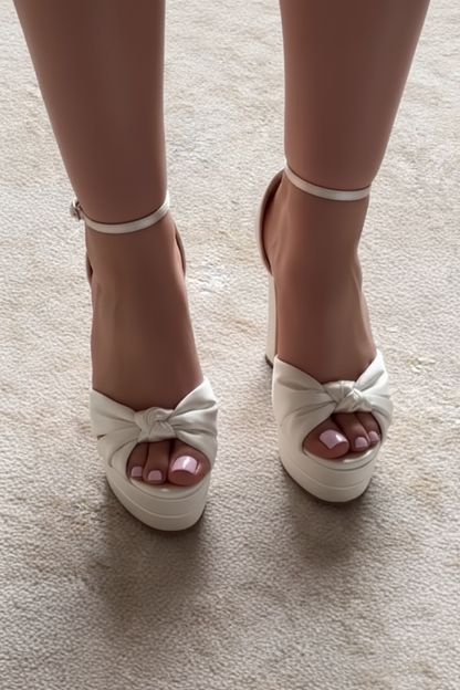 Waterproof Platform Silk Back Crisscross High Heels