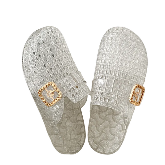 Transparent Crystal Closed-Toe Birkenstocks