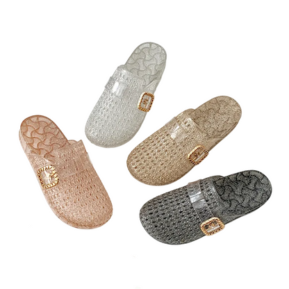 Transparent Crystal Closed-Toe Birkenstocks