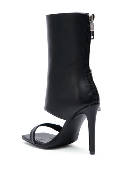 Black Zipper Detail Sandal Bootie