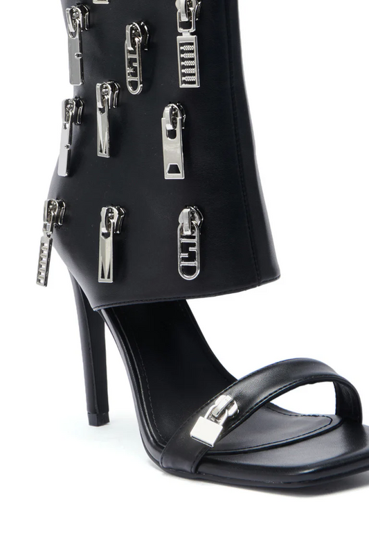 Black Zipper Detail Sandal Bootie
