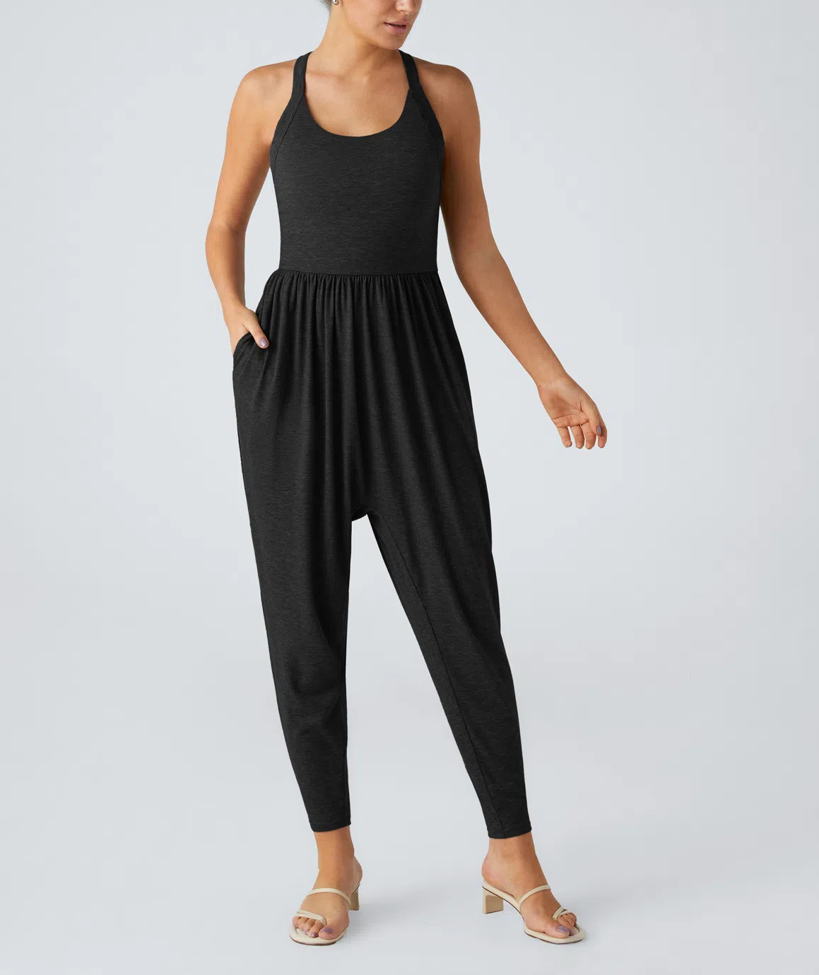 Backless Cross-Strap Leggings Jumpsuit