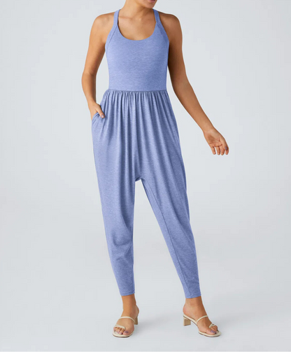 Backless Cross-Strap Leggings Jumpsuit