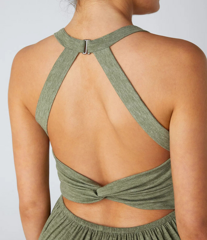 Backless Cross-Strap Leggings Jumpsuit