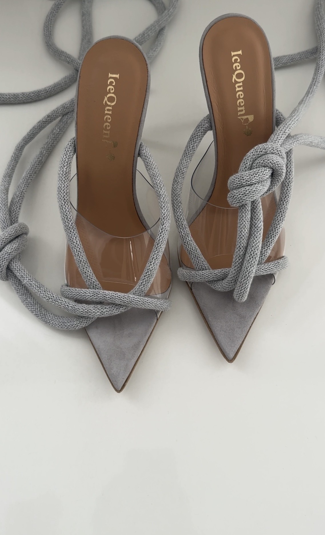 Grey Boho Strappy High Heels