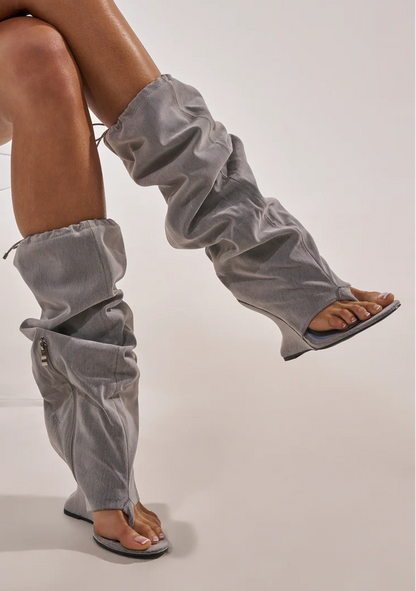 Grey Wedge Gladiator Sandal