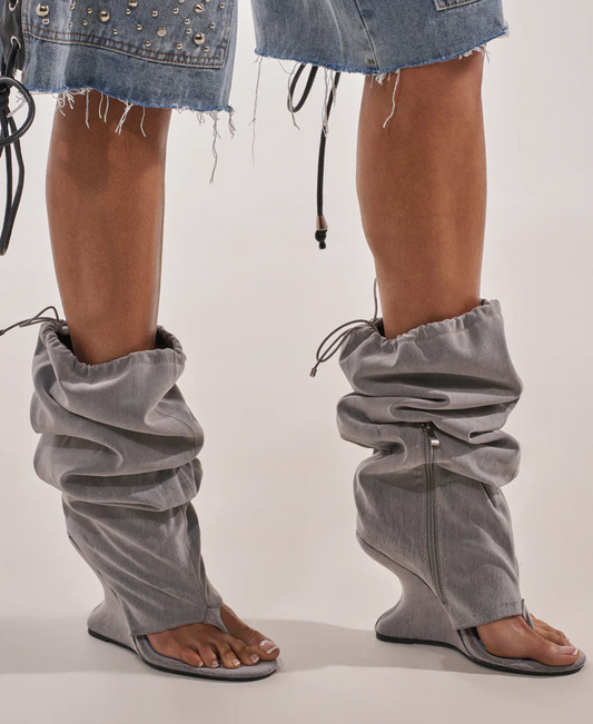 Grey Wedge Gladiator Sandal