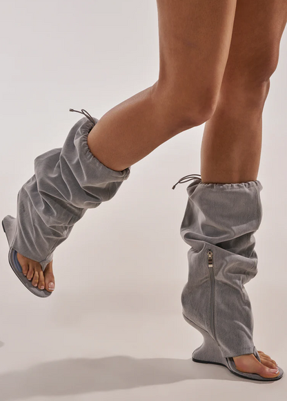 Grey Wedge Gladiator Sandal