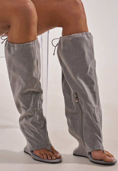 Grey Wedge Gladiator Sandal