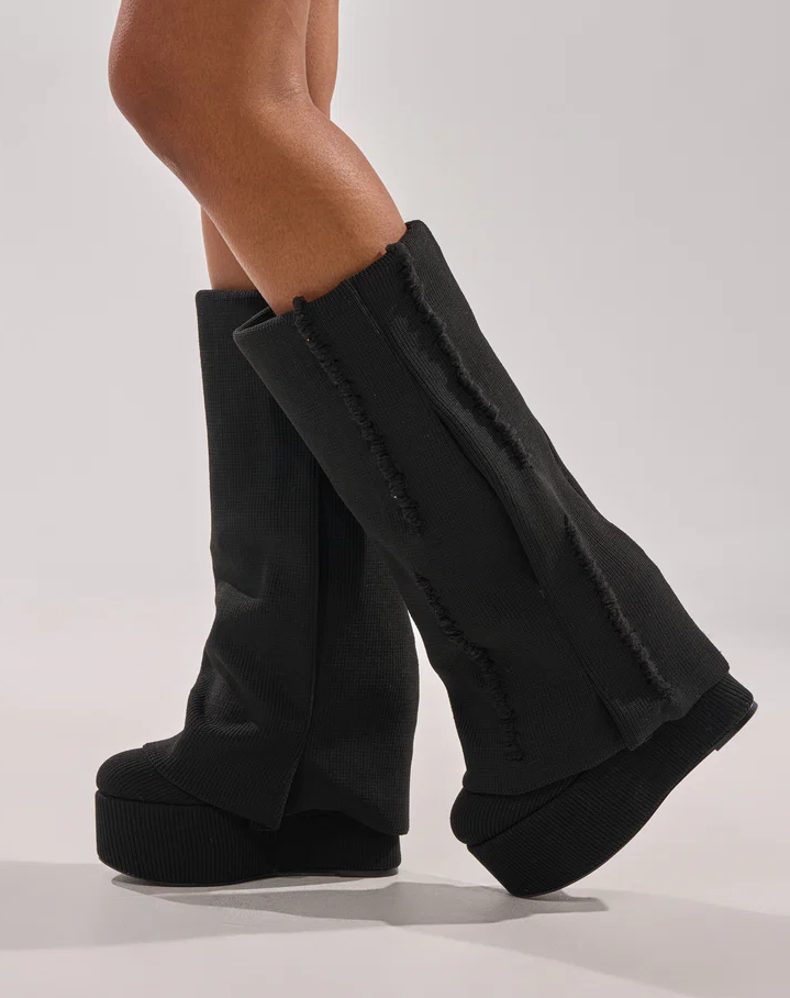 Knit Fold-Over Platform Boots