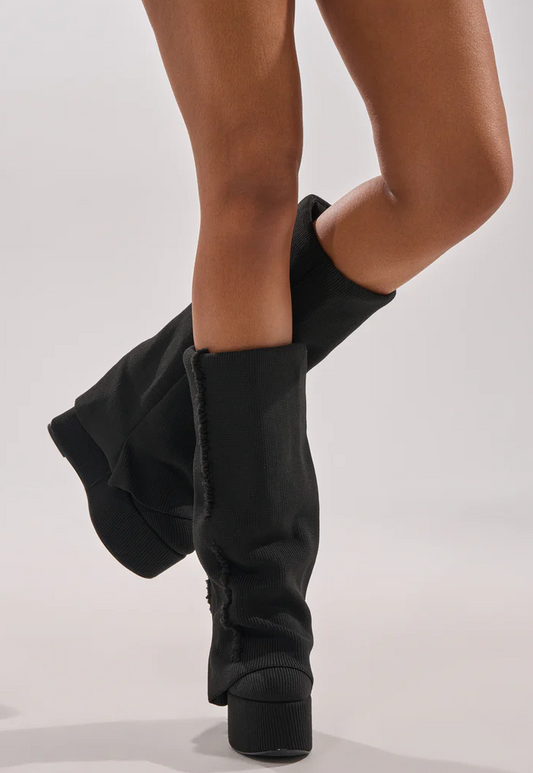 Knit Fold-Over Platform Boots