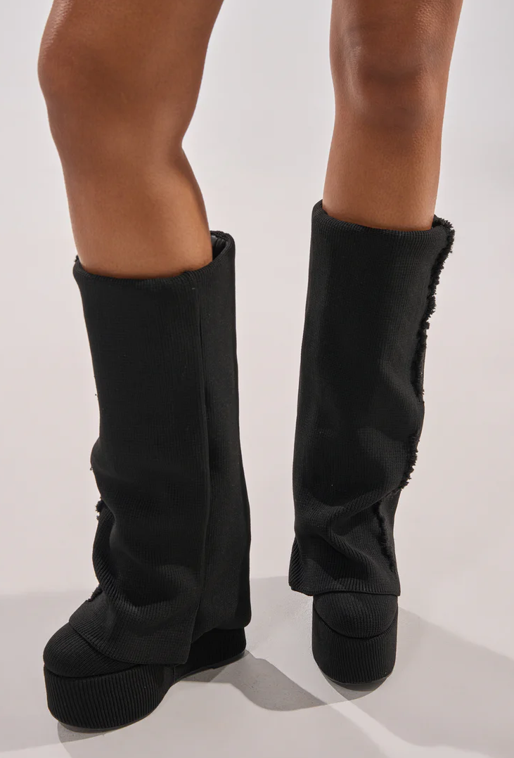Knit Fold-Over Platform Boots