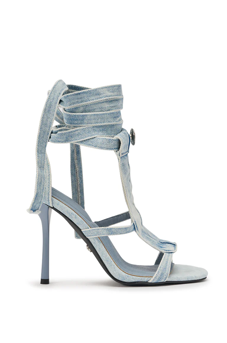 Denim Strappy Stiletto Sandal