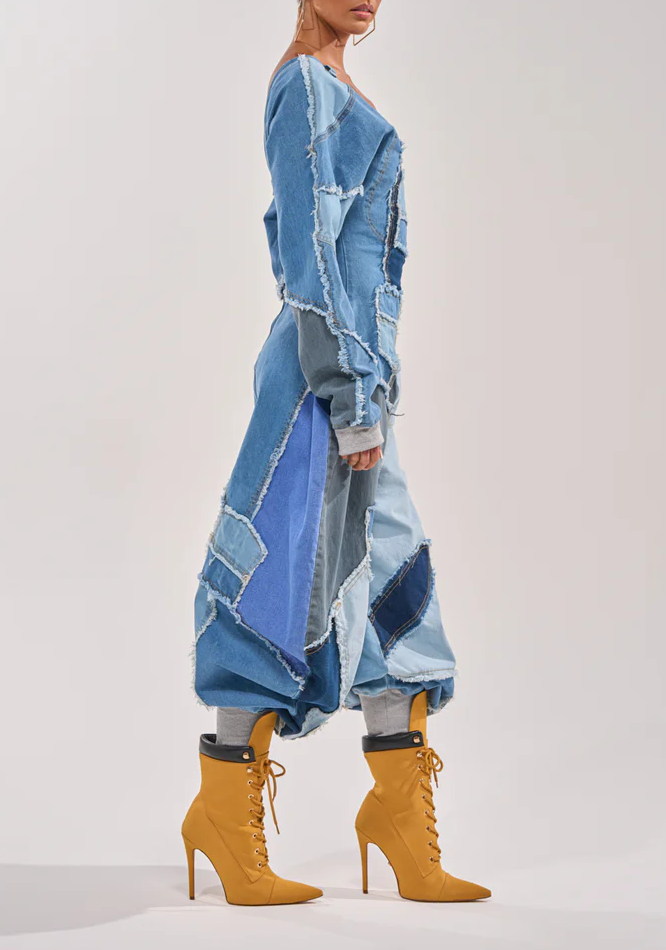 Denim Patchwork Comfy Cozy Jumpsuit