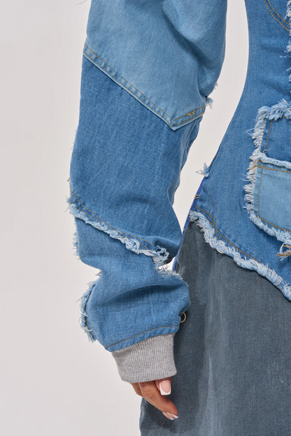 Denim Patchwork Comfy Cozy Jumpsuit
