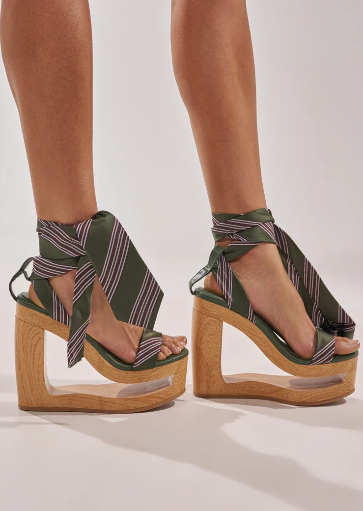 Tie Lace Up Novelty Wedge Sandal