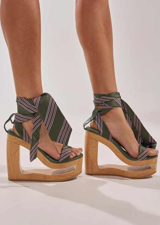 Tie Lace Up Novelty Wedge Sandal