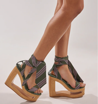 Tie Lace Up Novelty Wedge Sandal
