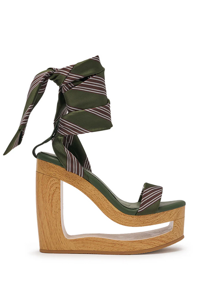 Tie Lace Up Novelty Wedge Sandal