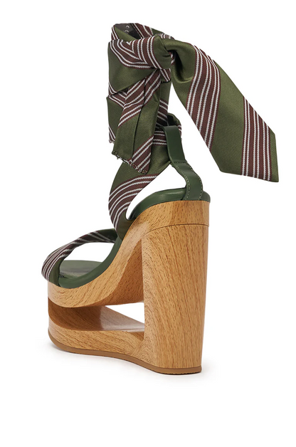 Tie Lace Up Novelty Wedge Sandal