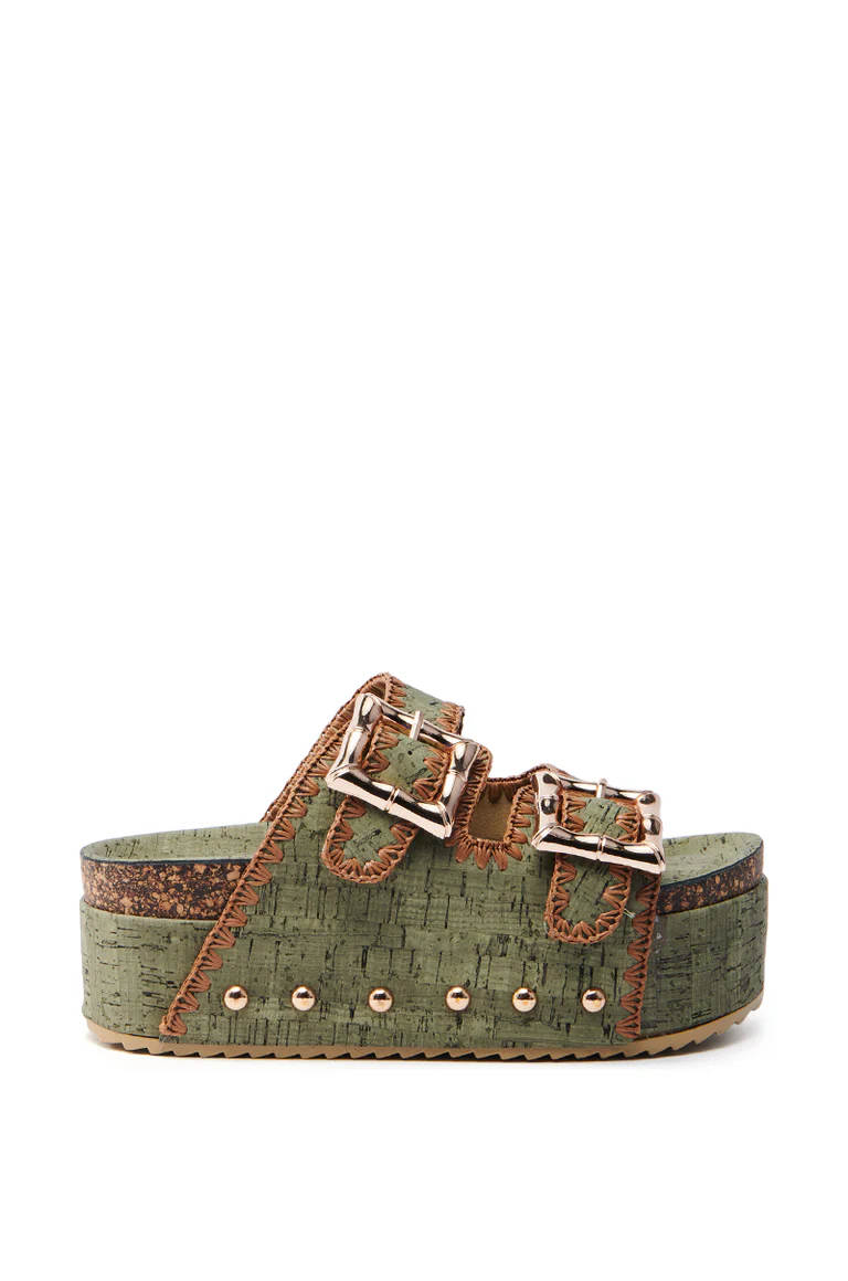 Platform Roman Sandals With Metal Buckles
