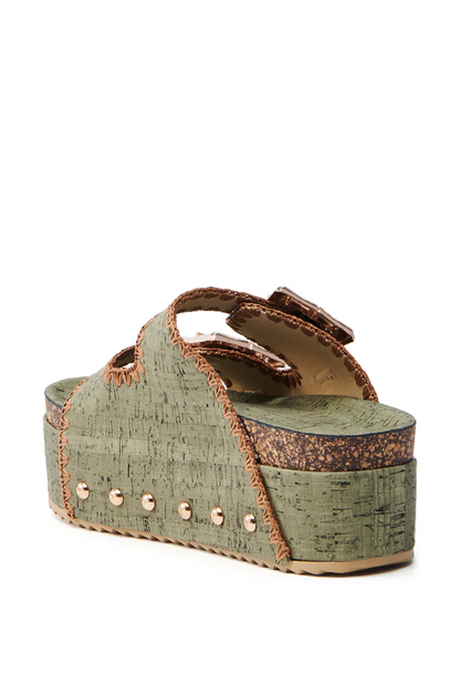Platform Roman Sandals With Metal Buckles