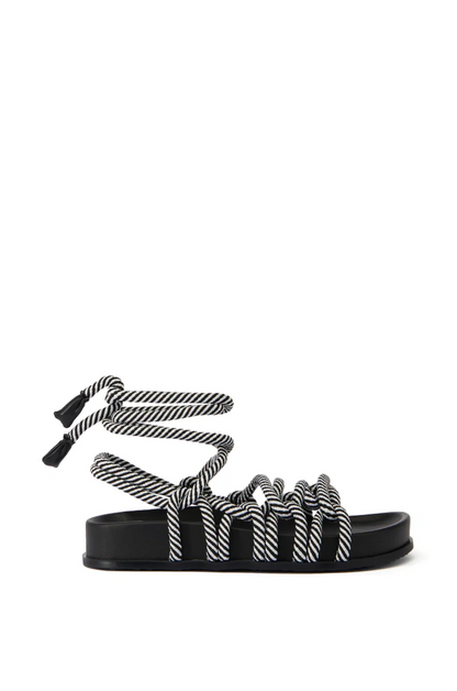 Striped Lace-Up Flat Beach Sandals