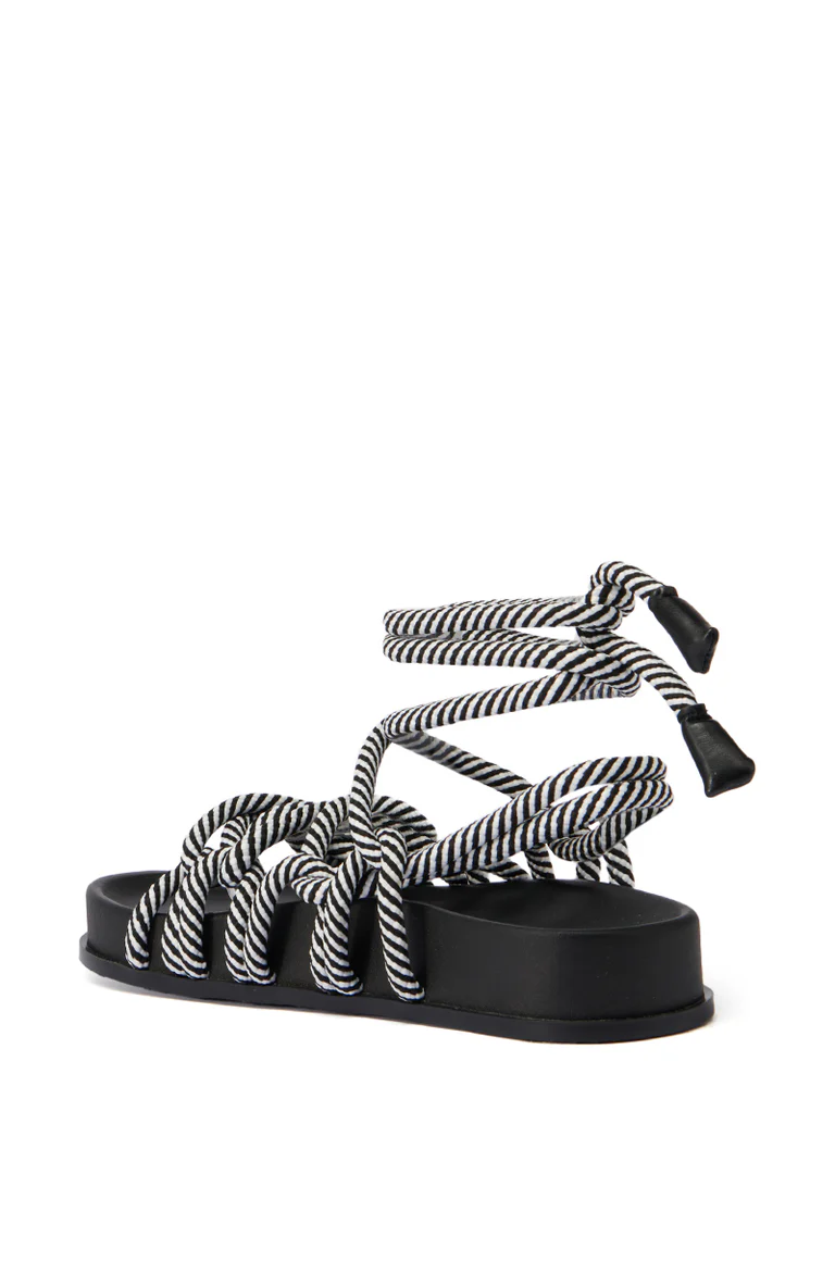 Striped Lace-Up Flat Beach Sandals