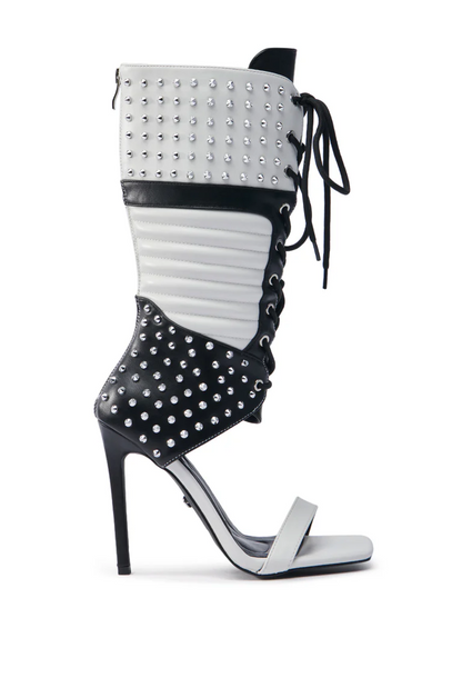 White & Black Gladiator Sporty Sandal Boot