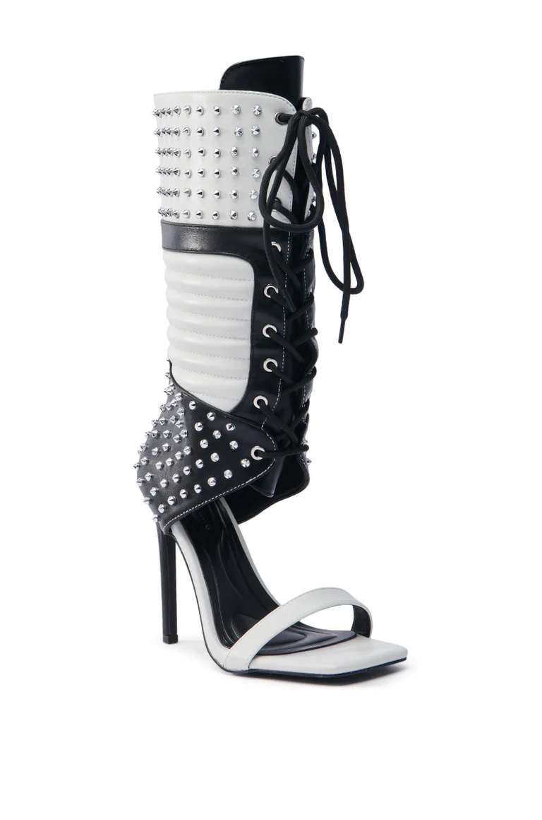 White & Black Gladiator Sporty Sandal Boot