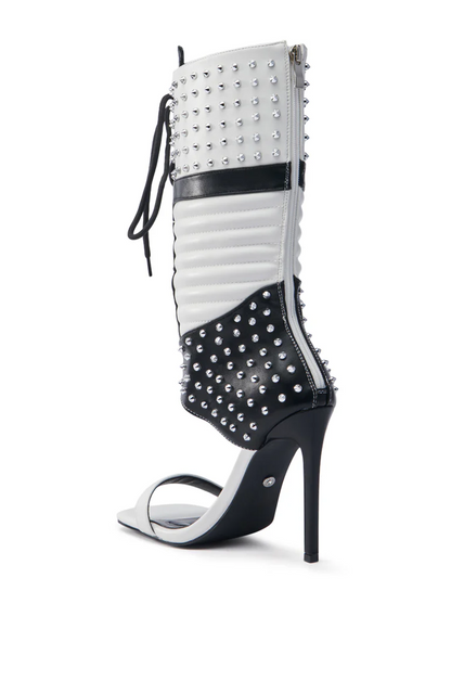 White & Black Gladiator Sporty Sandal Boot