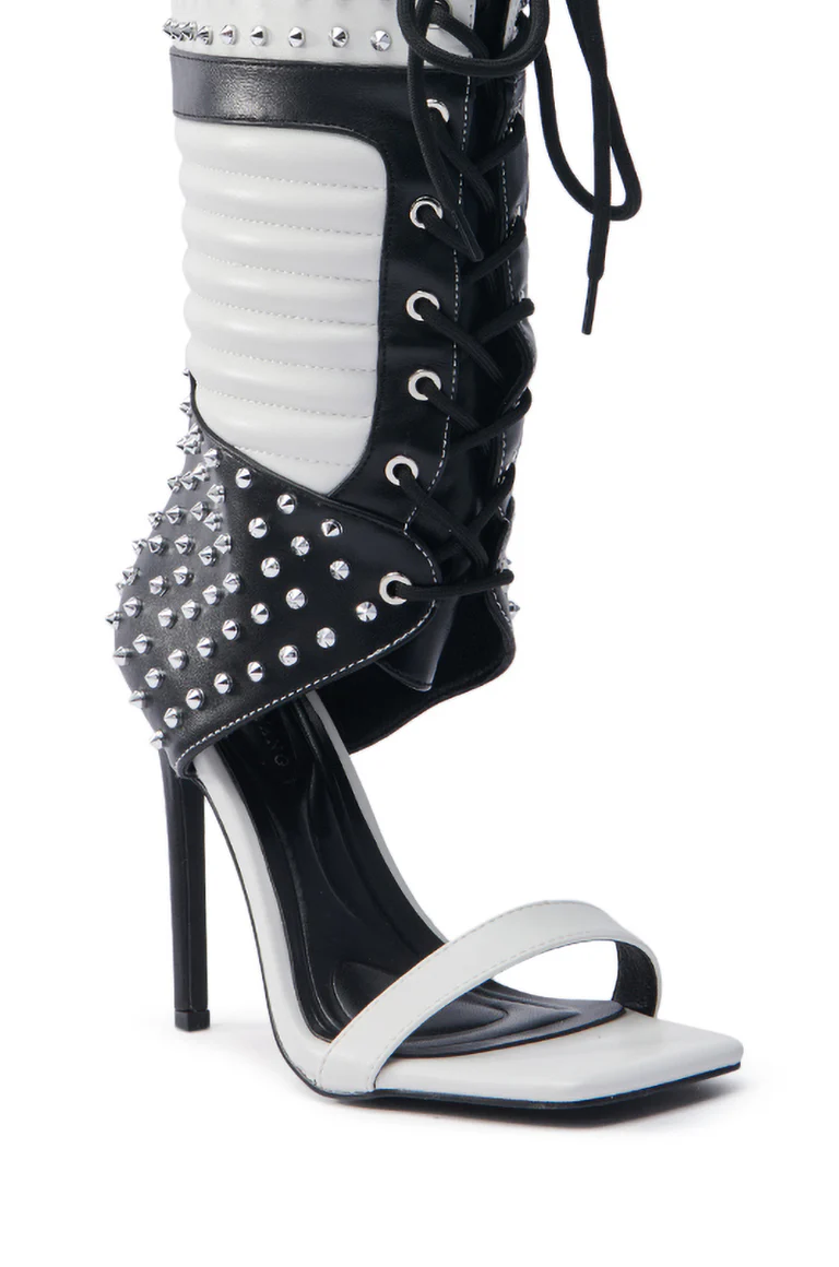 White & Black Gladiator Sporty Sandal Boot
