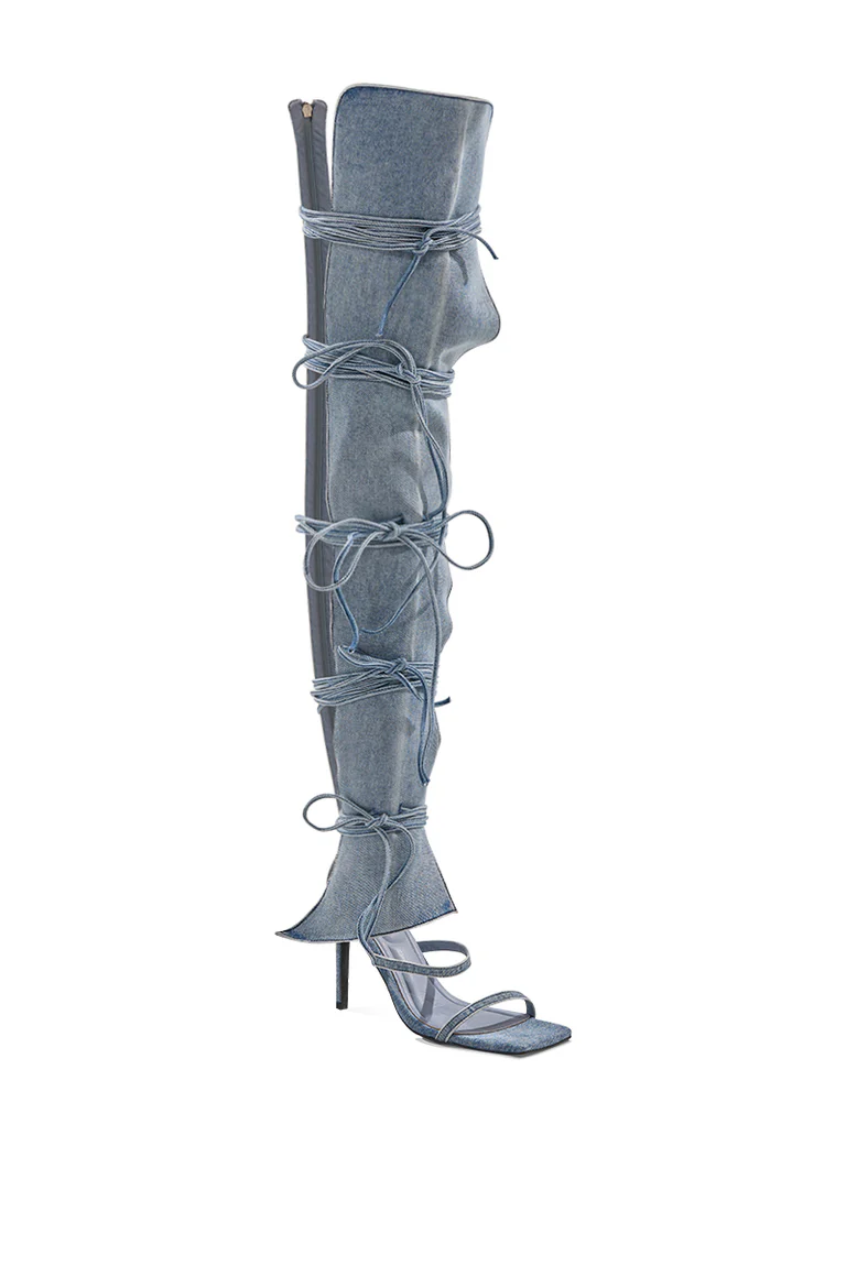 Denim Stiletto Gladiator Sandal