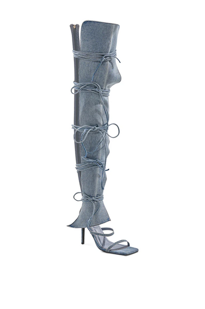 Denim Stiletto Gladiator Sandal
