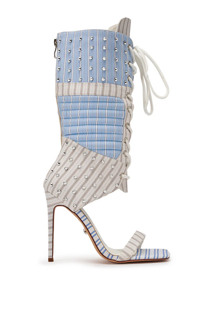 Blue Stripe Pattern Gladiator Stiletto