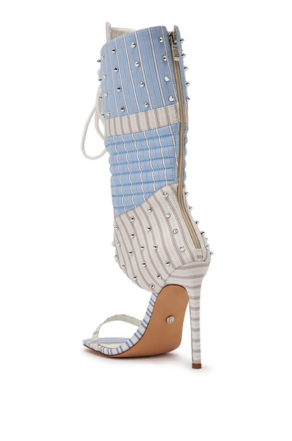 Blue Stripe Pattern Gladiator Stiletto