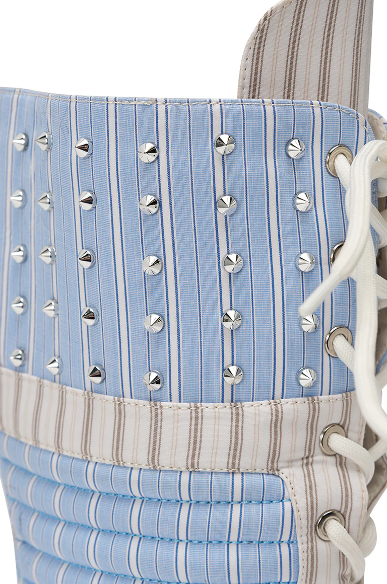 Blue Stripe Pattern Gladiator Stiletto
