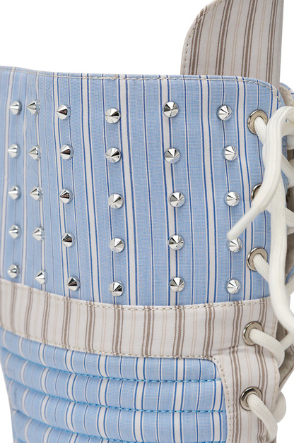 Blue Stripe Pattern Gladiator Stiletto