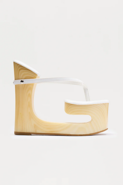 White Wedge-Heeled Clogs Sandals