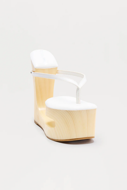 White Wedge-Heeled Clogs Sandals