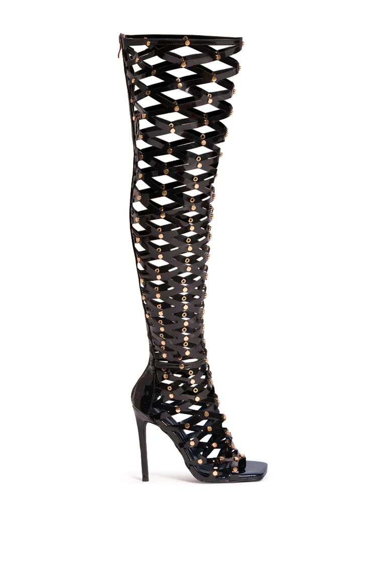 Long Cage-Like High-Heeled Sandals