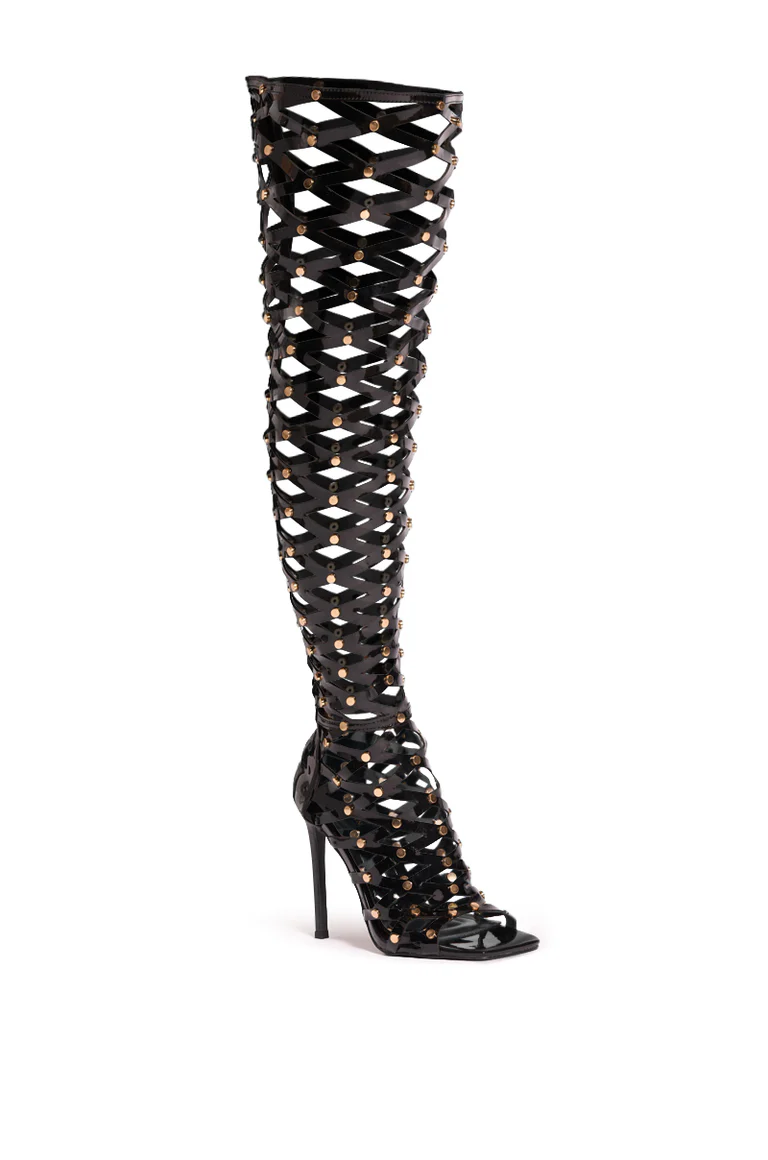Long Cage-Like High-Heeled Sandals